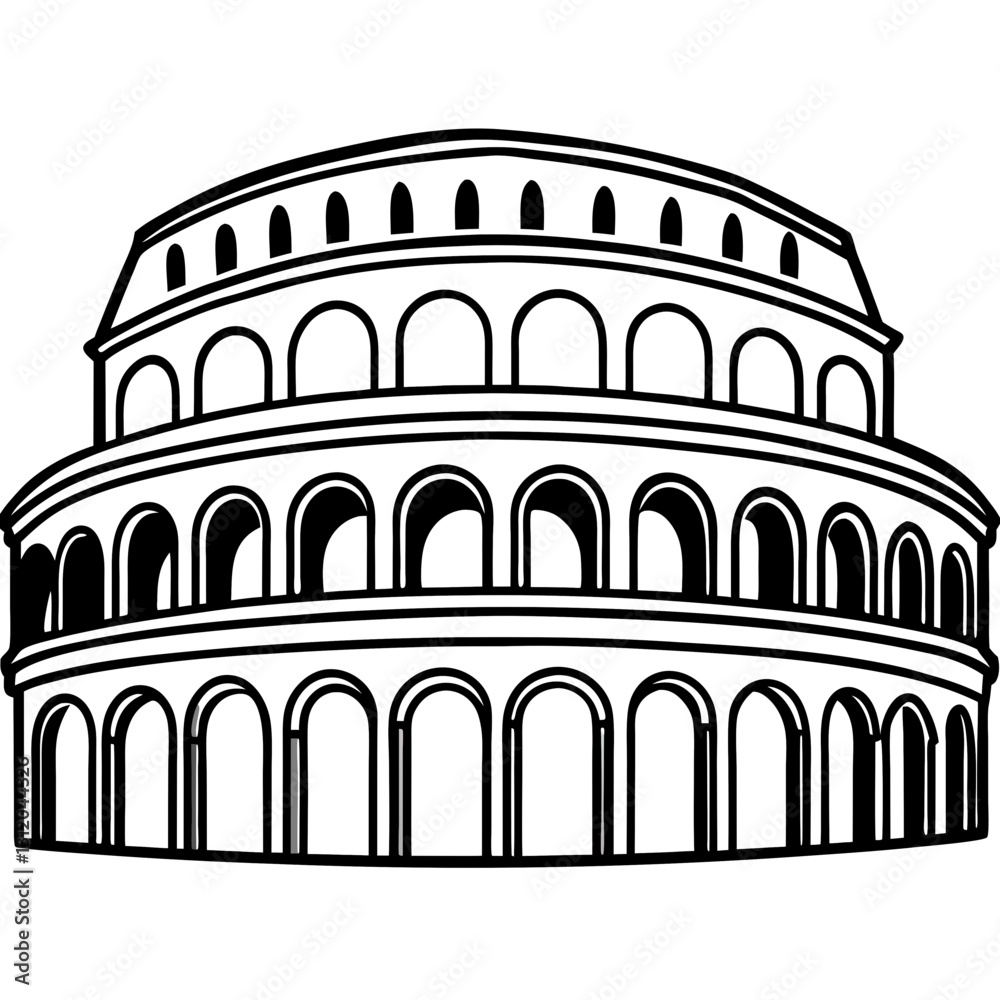 Fototapeta premium colosseum line art on white background 