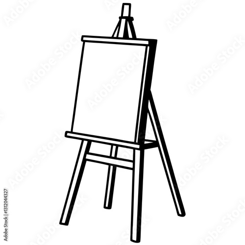 art easel line art isolated on white background 
