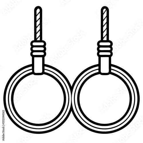 gymnastic rings line art on white background 
