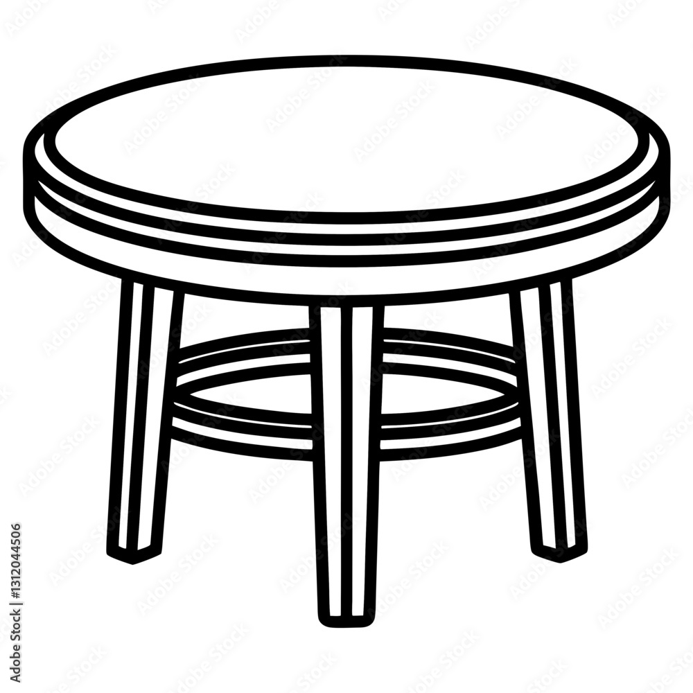 Fototapeta premium round table line art isolated on white background 
