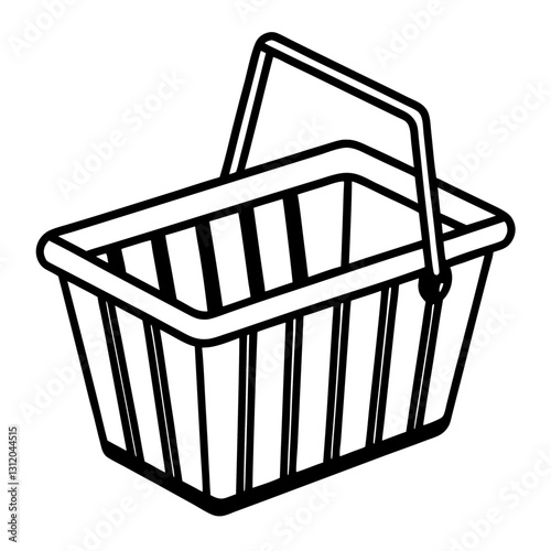  shopping basket line art on white background 
