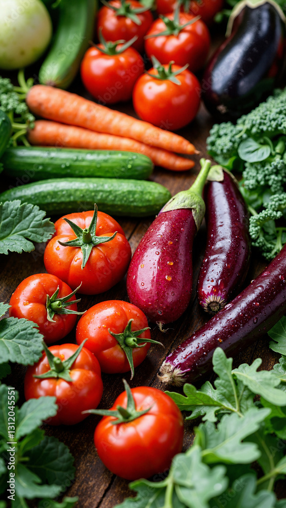 Vibrant Freshly Harvested Vegetables on Rustic Wooden Table - Ideal for Health Marketing, Cooking Blogs, and Organic Product Ads Vibrant Freshly Harvested Vegetables on Rustic Wooden Table - Ideal for Health Marketing, Cooking Blogs, and Organic Product Ads