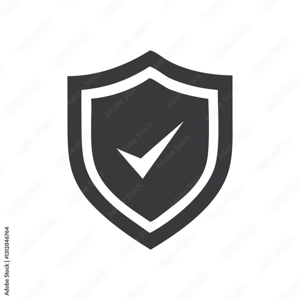black and white checkmark shield protection shield icon vector black and white checkmark shield protection shield icon vector