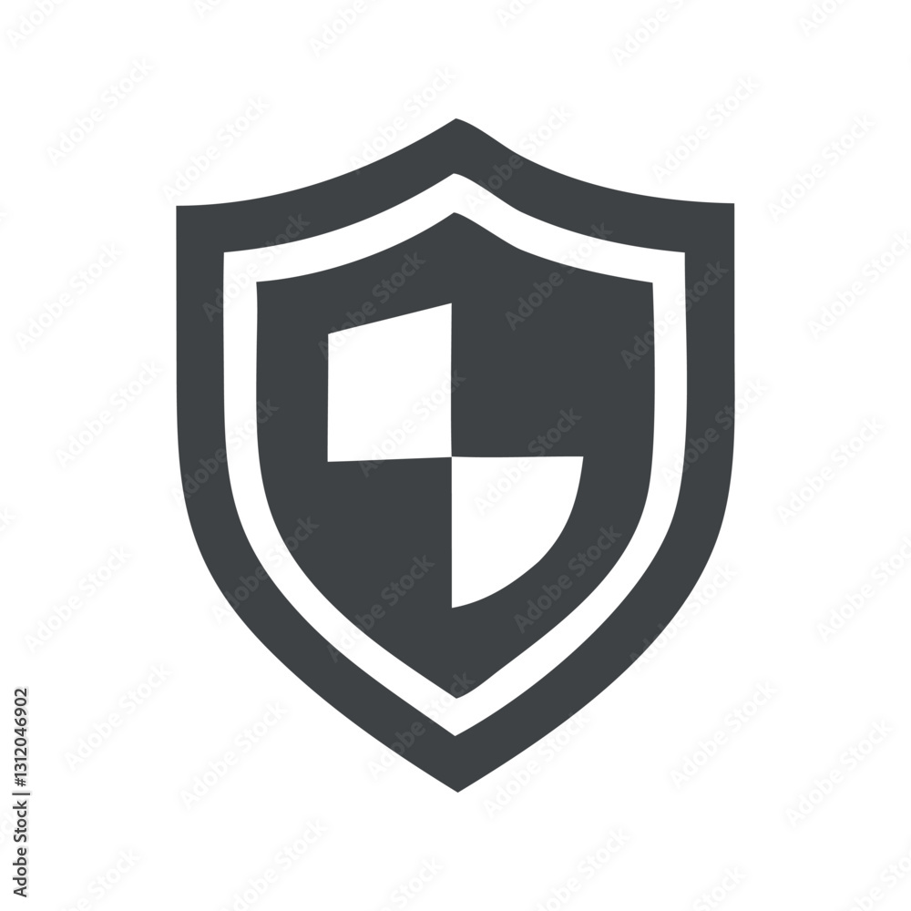 Black and White Shield Icon Symbolizing Protection Black and White Shield Icon Symbolizing Protection