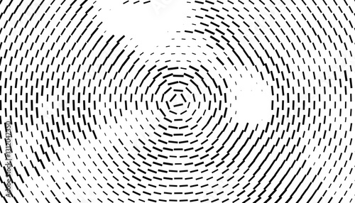 Black and white abstract circular pattern for modern and sporty background. Easily resized and recoloured at your discretion. Vector Format Illustration. 