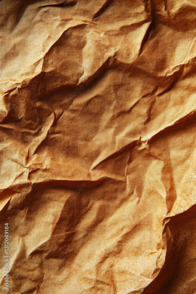 Close-up of crumpled brown paper with textured details Close-up of crumpled brown paper with textured details