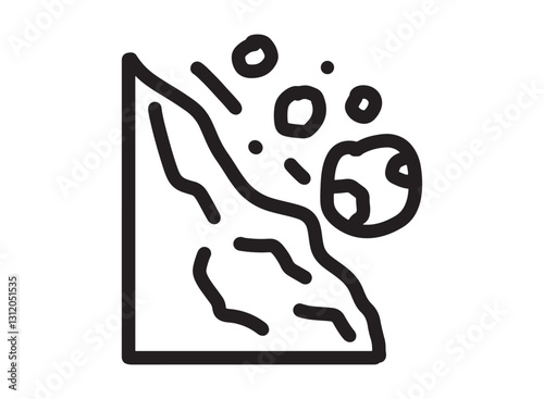 Set of an Disaster Landslide Line Icon