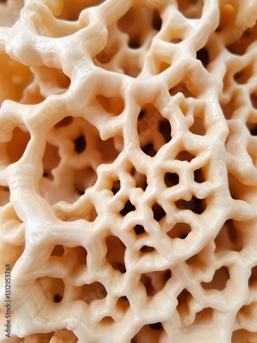 An intricate close-up showcasing a natural, labyrinthine pattern of bone or coral-like structures.