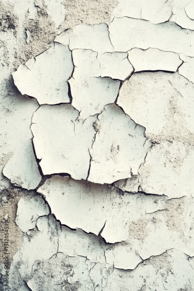 Obraz premium Cracked white paint texture on wall surface close-up