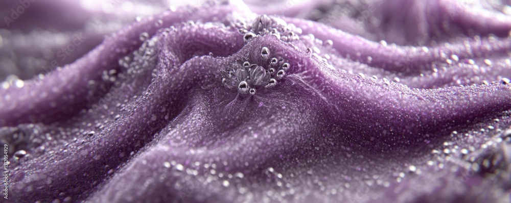Obraz premium Close up of a textured purple fabric with water droplets, showing intricate details and a soft focus.
