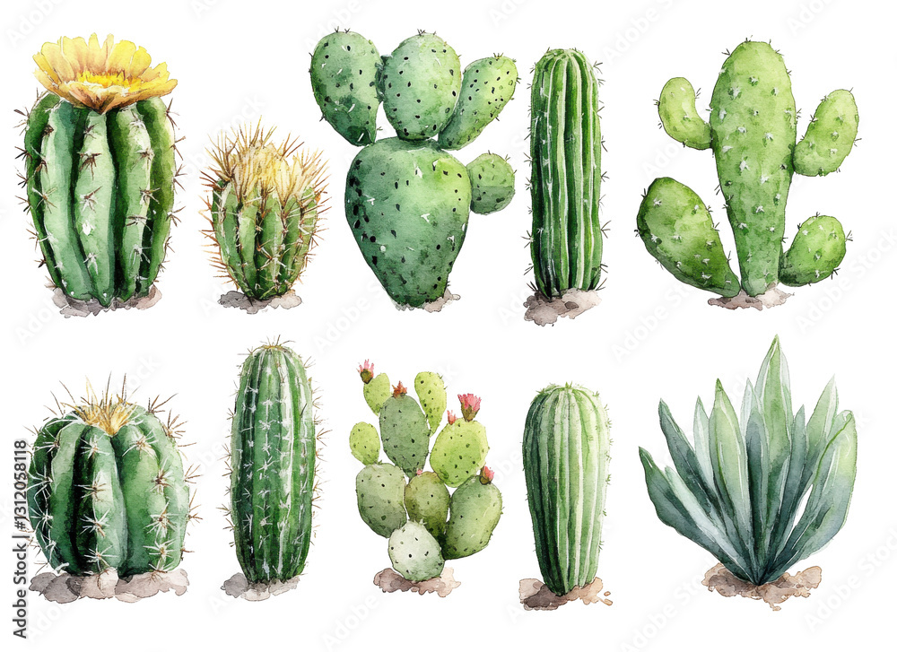 Collection of various cacti showcased against a black background featuring unique shapes and textures during daytime Collection of various cacti showcased against a black background featuring unique shapes and textures during daytime