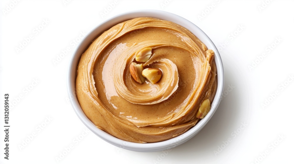 Peanut Butter roasted smooth. Creamy peanut butter swirled in a white bowl, showcasing a smooth texture and rich, golden-brown color. Peanut Butter roasted smooth. Creamy peanut butter swirled in a white bowl, showcasing a smooth texture and rich, golden-brown color.