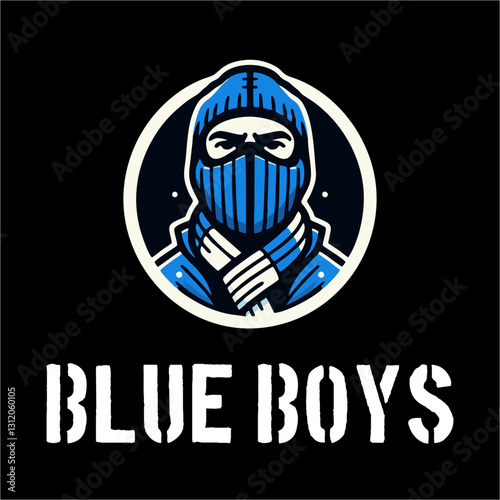 Illustration Logo vector of Ultras hooligan football fans with blue white color 