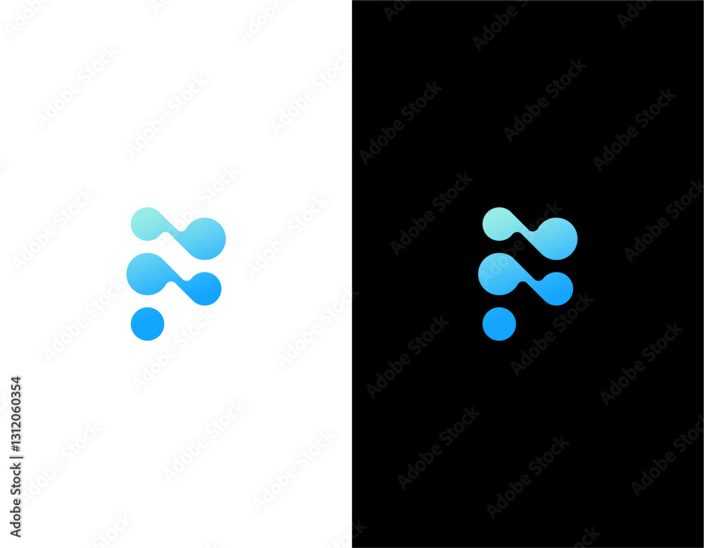 Fototapeta premium Modern letter F dot or F connecting dots logo concept vector icon