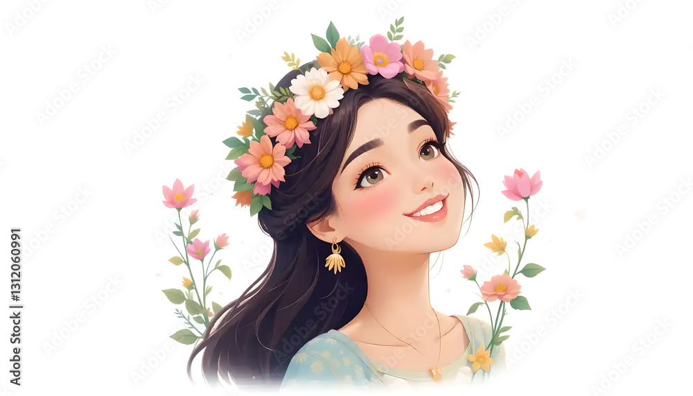 Springtime Joy: A Girl with a Flower Crown Springtime Joy: A Girl with a Flower Crown