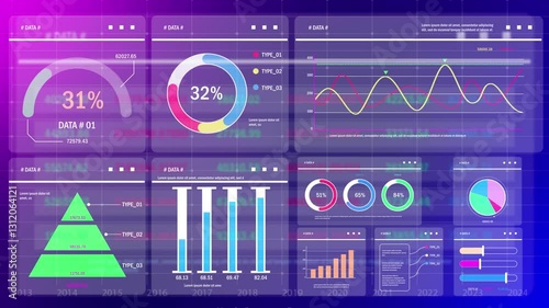 Business data Analytics dashboard Technology Overlay, Futuristic Design for Financial and business concepts, 4K Motion video