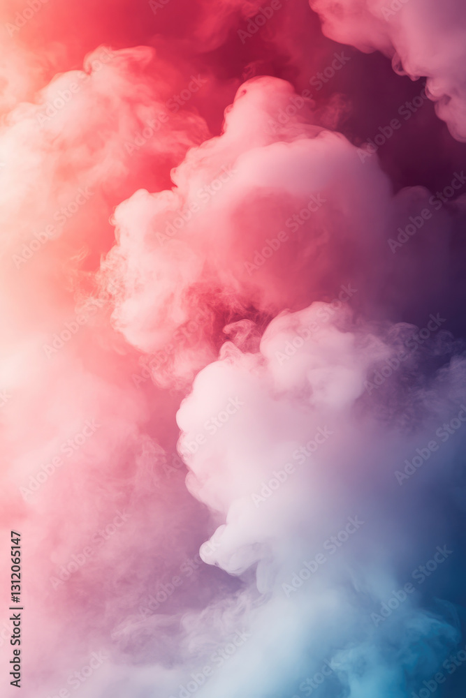 Naklejka premium Vibrant red and blue smoke cloud in atmospheric abstract background