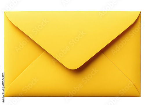 Bright yellow envelope resting on a flat surface, perfect for sending letters or greeting cards, showcasing a vibrant and cheerful color
