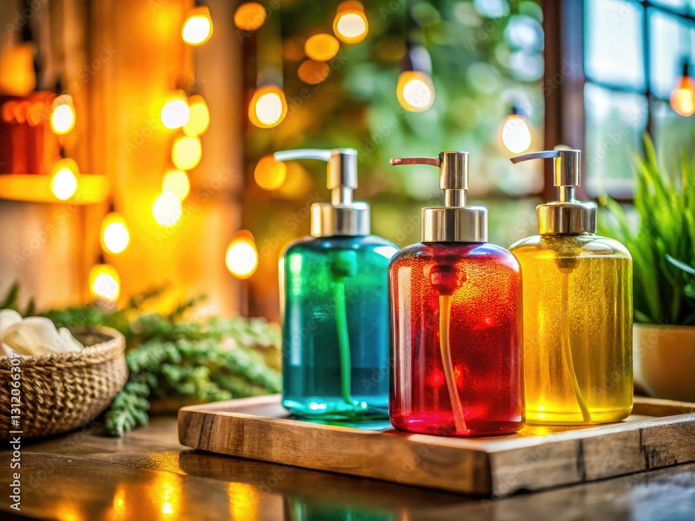 Photorealistic soap bottle renders: close-up, minimalist, natural light, detailed, high-resolution images showcasing clean, fresh hygiene. Photorealistic soap bottle renders: close-up, minimalist, natural light, detailed, high-resolution images showcasing clean, fresh hygiene.