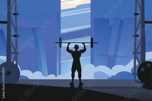 Motivational image depicting a determined person powerfully lifting weights at the gym on a Monday morning, showcasing strength and fitness goals.