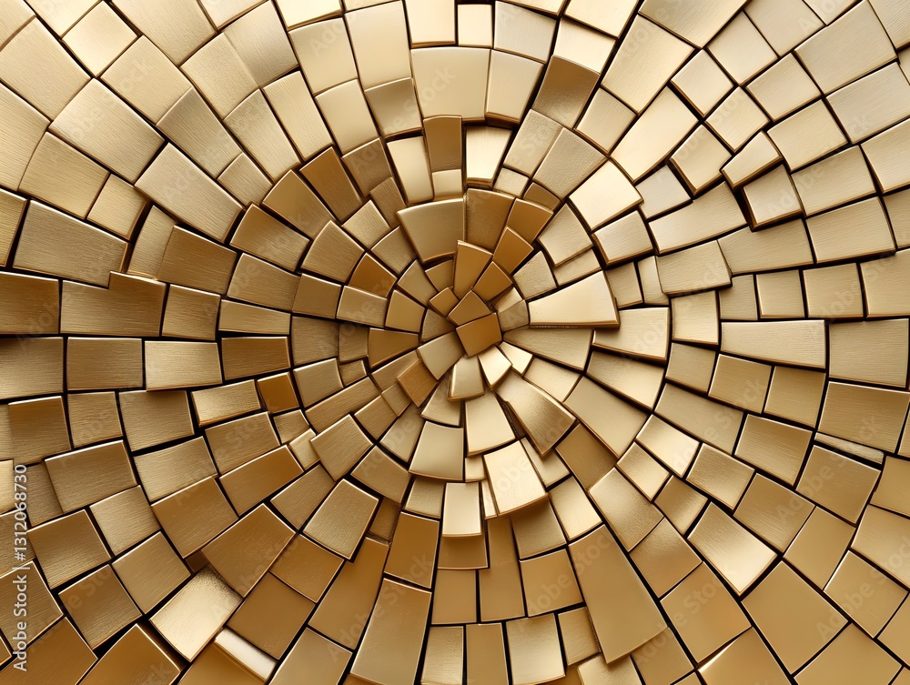 Naklejka premium Abstract Golden Mosaic Pattern with Spiraling Design and Shiny Textures for Modern Decor