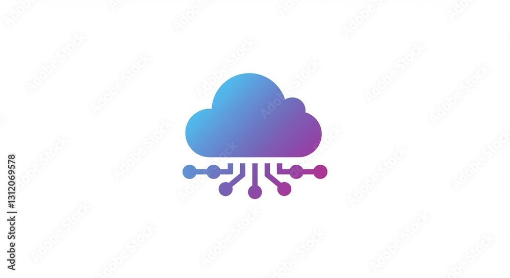 Abstract Cloud Network Purple Blue Gradient Digital Connections. AI Generated Abstract Cloud Network Purple Blue Gradient Digital Connections. AI Generated
