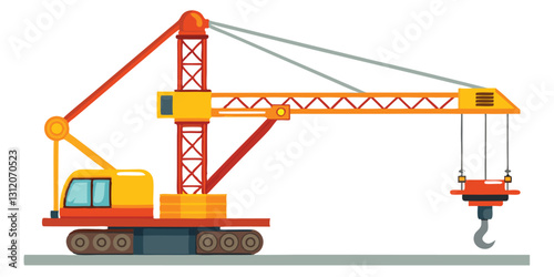 Powerful Yellow and Red Mobile Crane for Construction and Lifting Heavy Loads