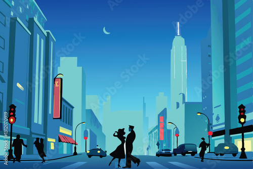 Capture the vibrant energy of a bustling city at night; depict diverse crowds enjoying nightlife, street food, and entertainment.