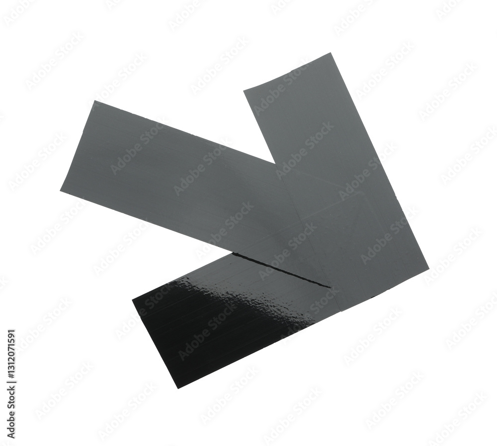 Fototapeta premium Arrow made with black adhesive tape isolated on white, top view