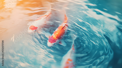 koi fish swimming in the pond