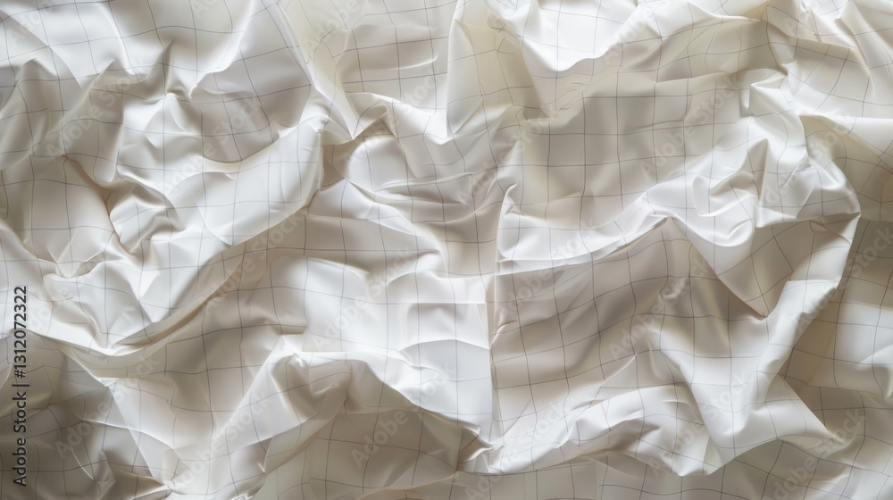 Obraz premium a highly detailed close-up of crumpled white paper with a delicate grid pattern