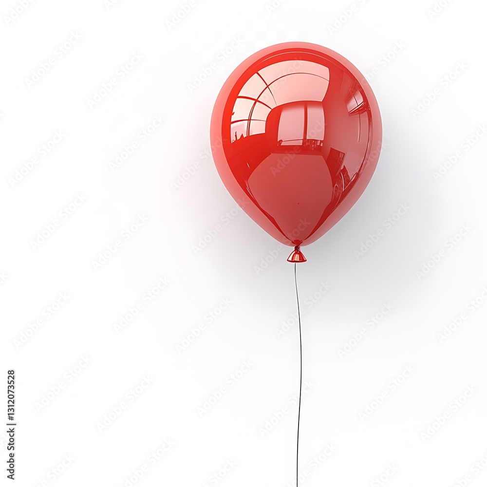 Obraz premium Red balloon floats on white background