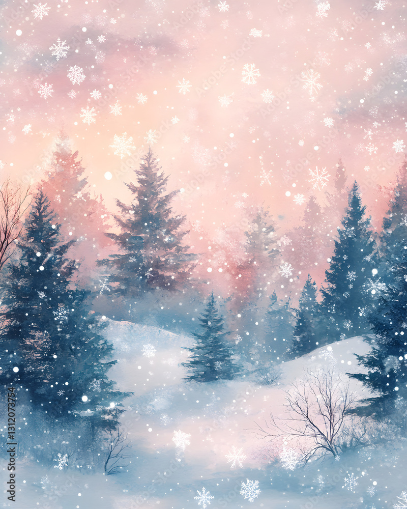 Naklejka premium winter landscape with trees and snow