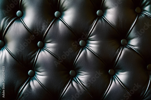 A close-up of luxurious black leather upholstery, showcasing a smooth and elegant texture with rich details, ideal for high-end interior designs photo