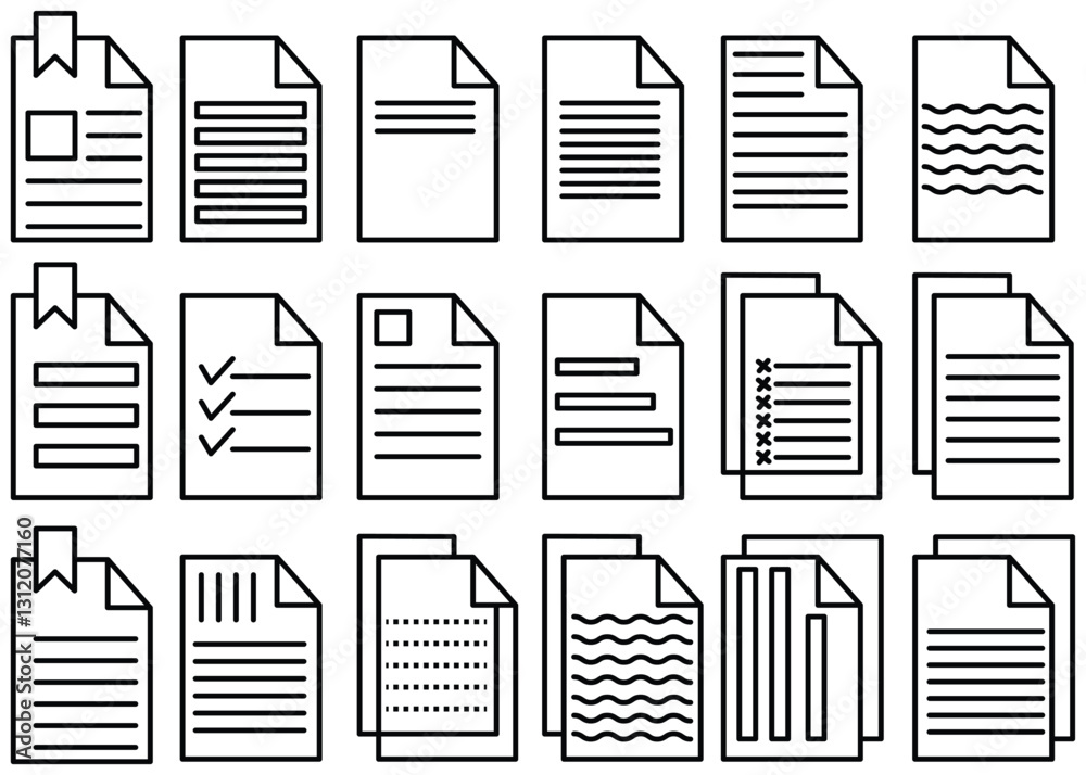 Set of document and clipboard icon set Vector illustration. Set of document and clipboard icon set Vector illustration.
