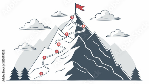 Graphic of goal mountian for success concept idea creation art work