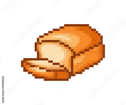 Pixel art of bread isolated on white background