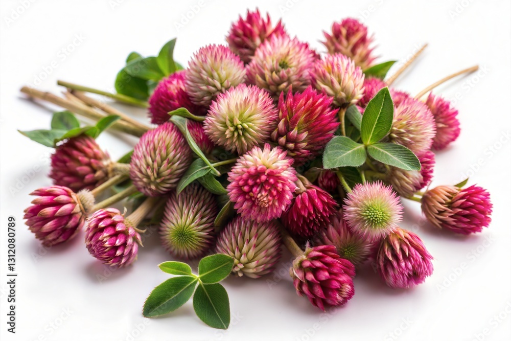 Fototapeta premium Bunch of Dried Red Clover Flowers and Leaves