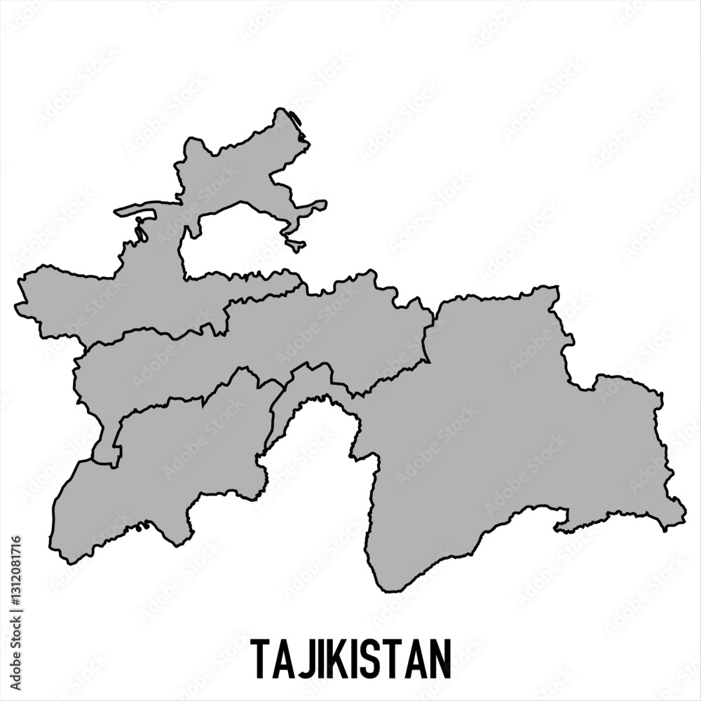 Obraz premium Tajikistan map in grey style isolated on white background. Vector illustration.