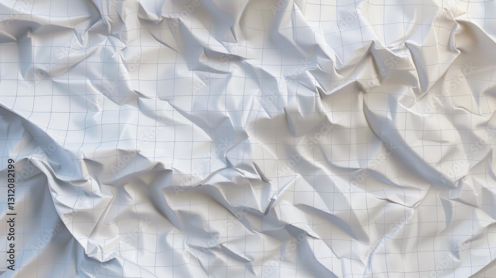 Obraz premium a hyper-realistic depiction of crumpled white paper with delicate grid lines