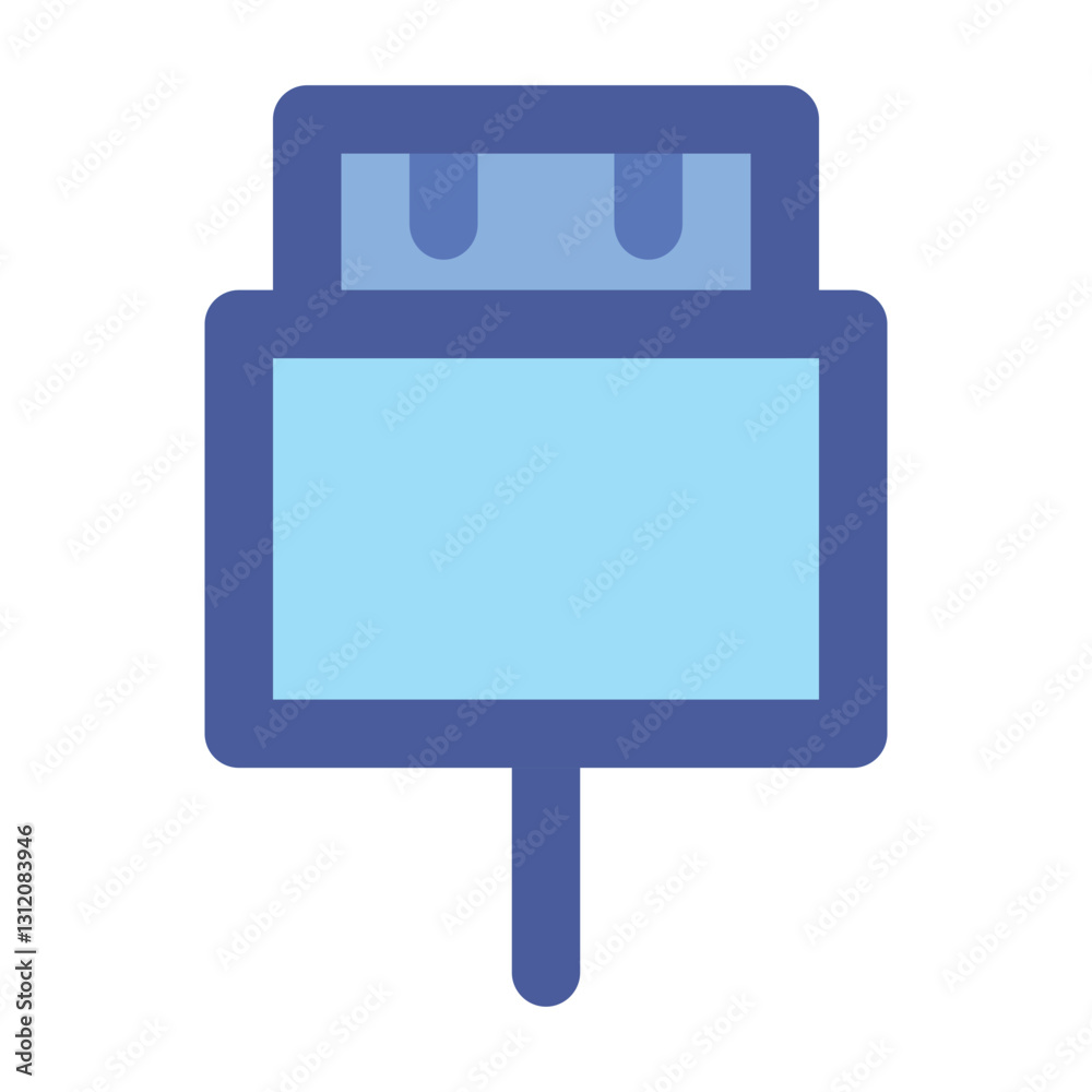 Classic USB-A connector filled line icon Classic USB-A connector filled line icon