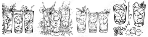 Refreshing summer drinks displayed in various styles, perfect for warm weather gatherings and parties with friends