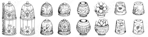 Beautiful collection of decorative vases and floral displays in various styles and shapes showcasing intricate designs