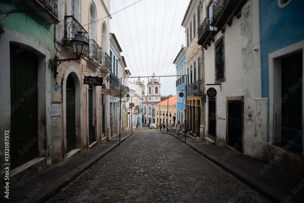View of old houses and streets in Pelourinho, located in the historic center of the city of Salvador, Brazil. View of old houses and streets in Pelourinho, located in the historic center of the city of Salvador, Brazil.