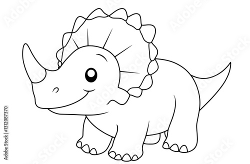 A cartoon of a prehistoric dinosaur is created with a cold gradient line drawing technique