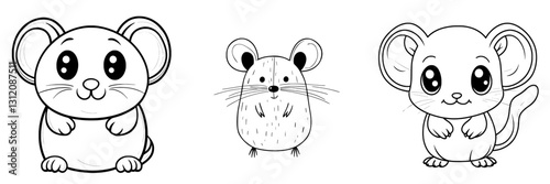 The image of a white rat in line art with a white background is capable of being created by ai generation tools