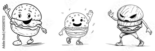 A contemporary cartoon character of a humorous burger mascot is shown in isolation