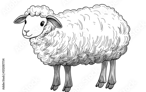 Cold gradient lines are used to draw a cartoonish black sheep in this image