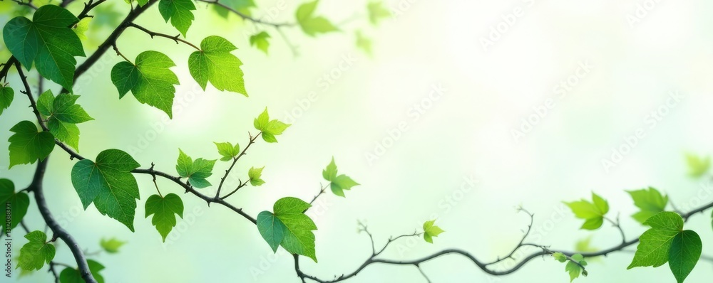 Vines and tendrils in shades of green on white, leafy, green Vines and tendrils in shades of green on white, leafy, green