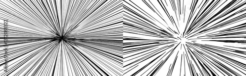 Cartoon anime action is depicted through speed lines on a transparent background as a manga comic effect